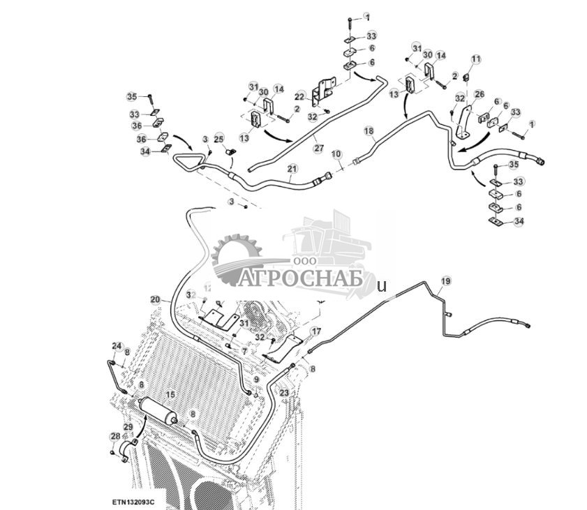 Трубопроводы системы кондиционирования воздуха, кабина, двигатель объемом 15,0 L ( - 807000) - ST828656 882.jpg